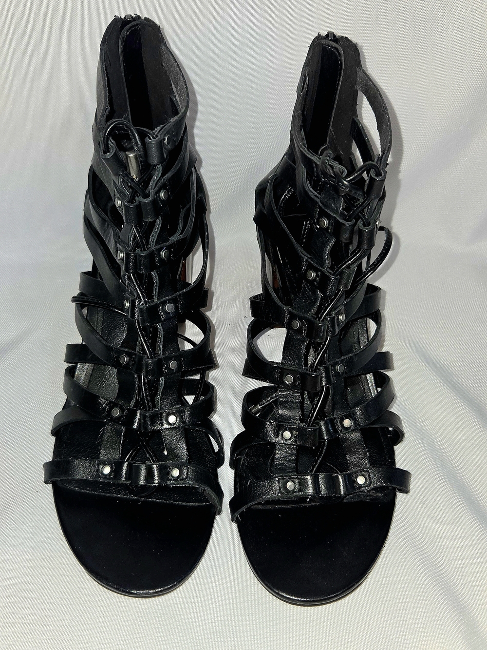 ALDO Black Leather Gladiator Heeled Sandals - 7.5